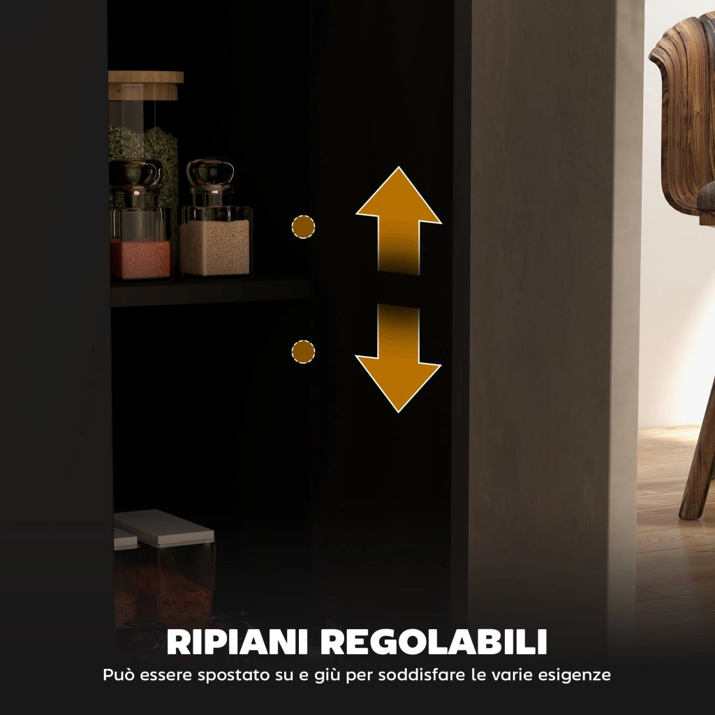 Carrello da Cucina con 2 Ripiani e 2 Ante ¨C Xylo ¨C Rovere e Nero, 105x60x82 cm