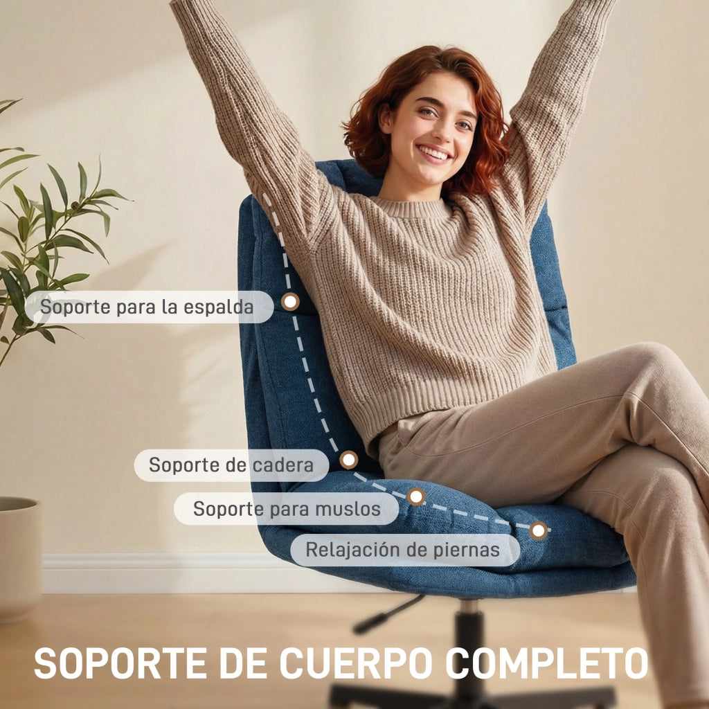 Poltrona Girevole Ajustable ¨C Zephmum ¨C Base Metallo Azul Oscuro