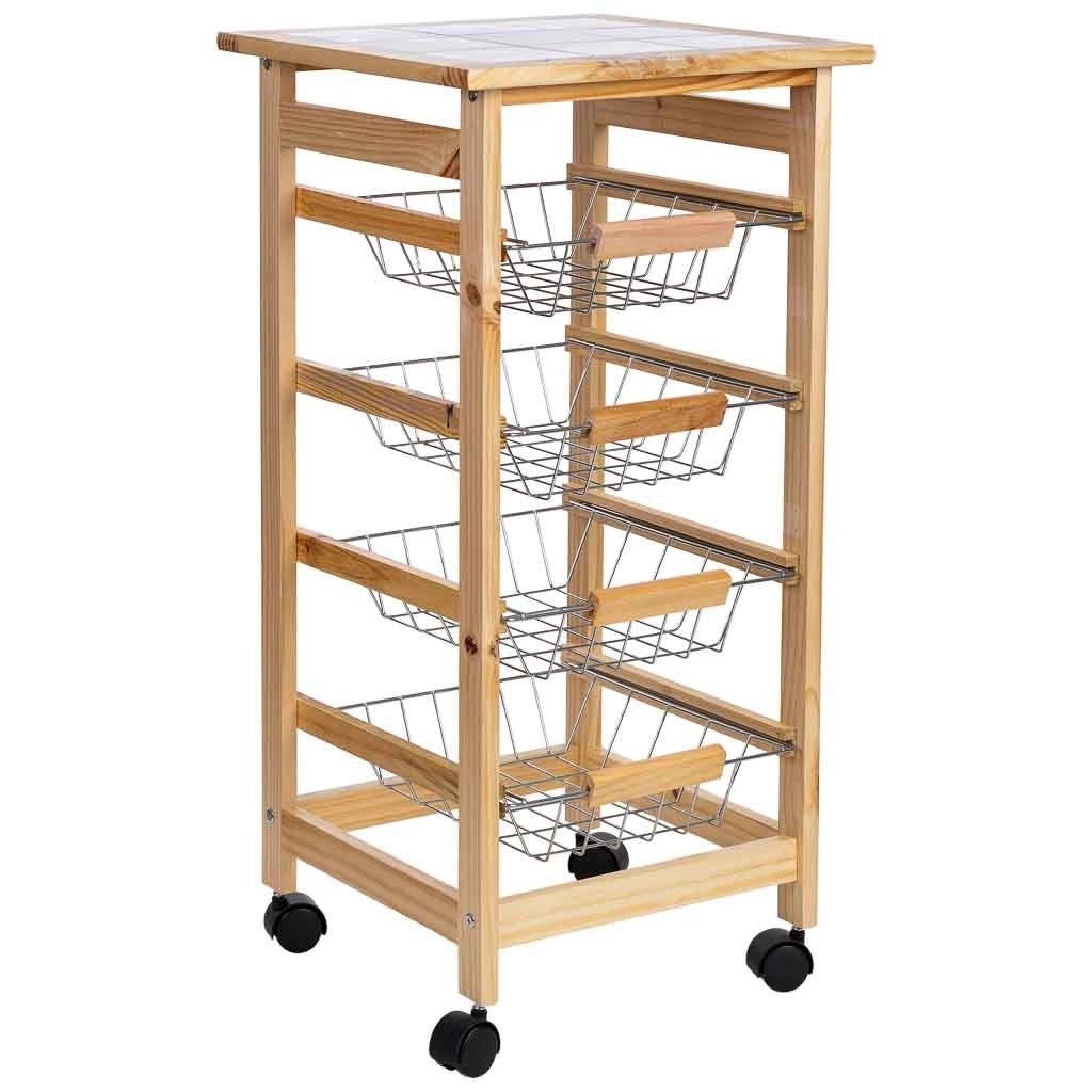Carrello cucina in legno 37x37x76h cm