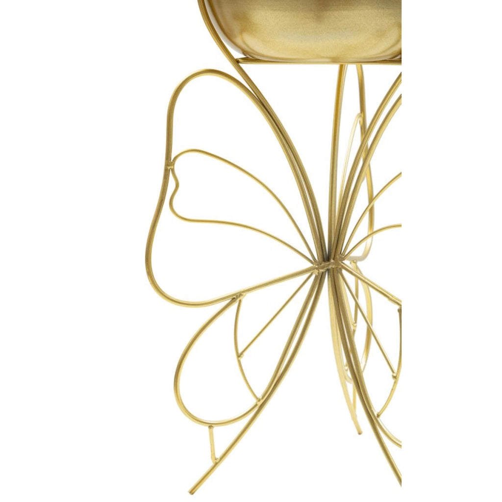 Vaso per Piante Farfalla 4, Oro, Metallo, 22x22x45 cm