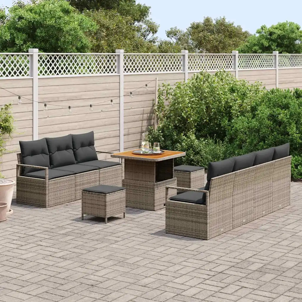 Set Divano da Giardino con cuscino 10 pcs Grigio polyrattan 3362488