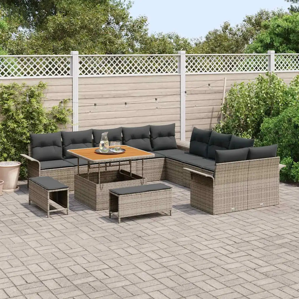Set Divano da Giardino con cuscino 13 pcs Grigio polyrattan 3362188