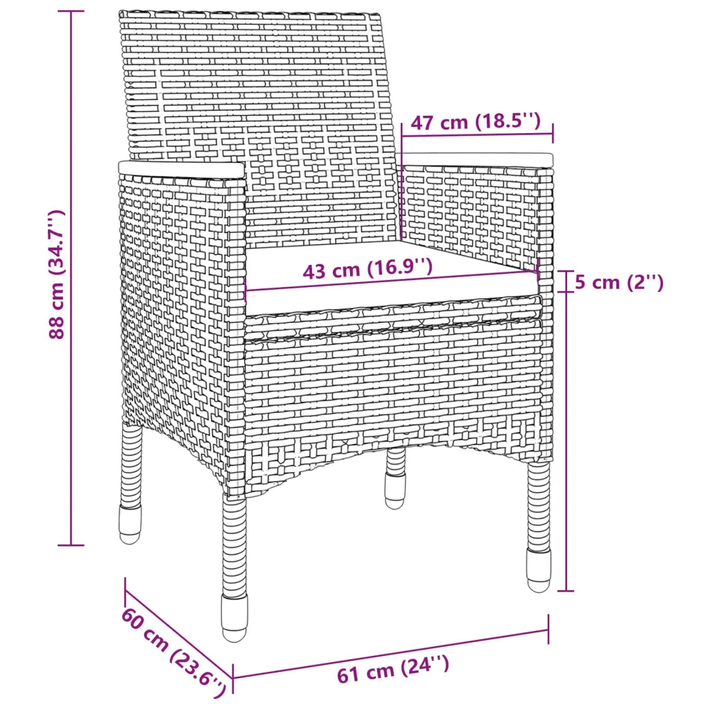 Set da Pranzo da Giardino con Cuscini 7 pz Polyrattan e Vetro 3099779