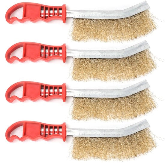 Set di spazzole per pulizia 4 pezzi - Robusta e duratura - Spazzola a filo di acciaio - Elimina sporco/pittura/ossido - Maniglia comoda - Dimensioni 23,5 x 6 x 2,5 cm - Spazzola a filo