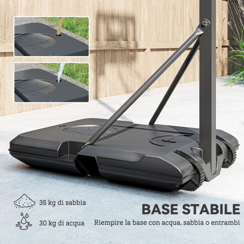 Canestro da Basket Regolabile con Ruote ¨C Minimal ¨C Nero, 146-236 cm