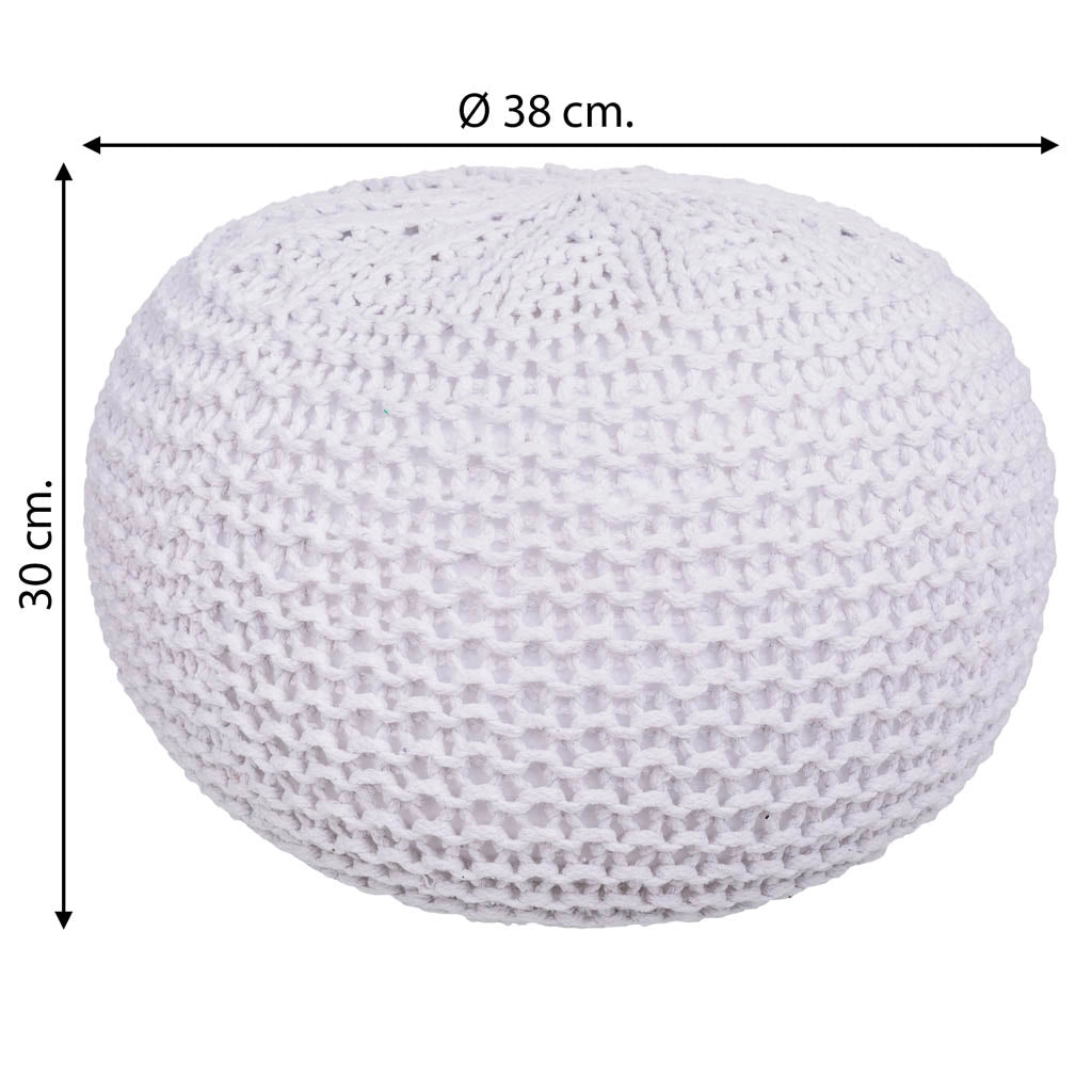 Puff de algodón trenzado blanco 38x38x30