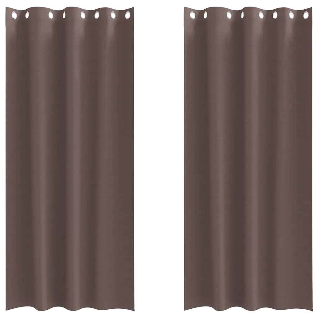 Tende Blackout con Anelli 2 pz Marrone Scuro 245 x 140 cm 4107336