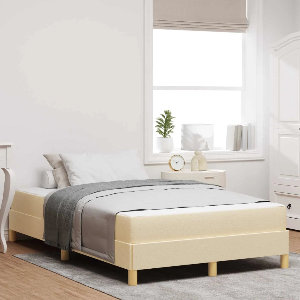 Letto a molle con materasso Crema 120 x 200 cm Tessuto