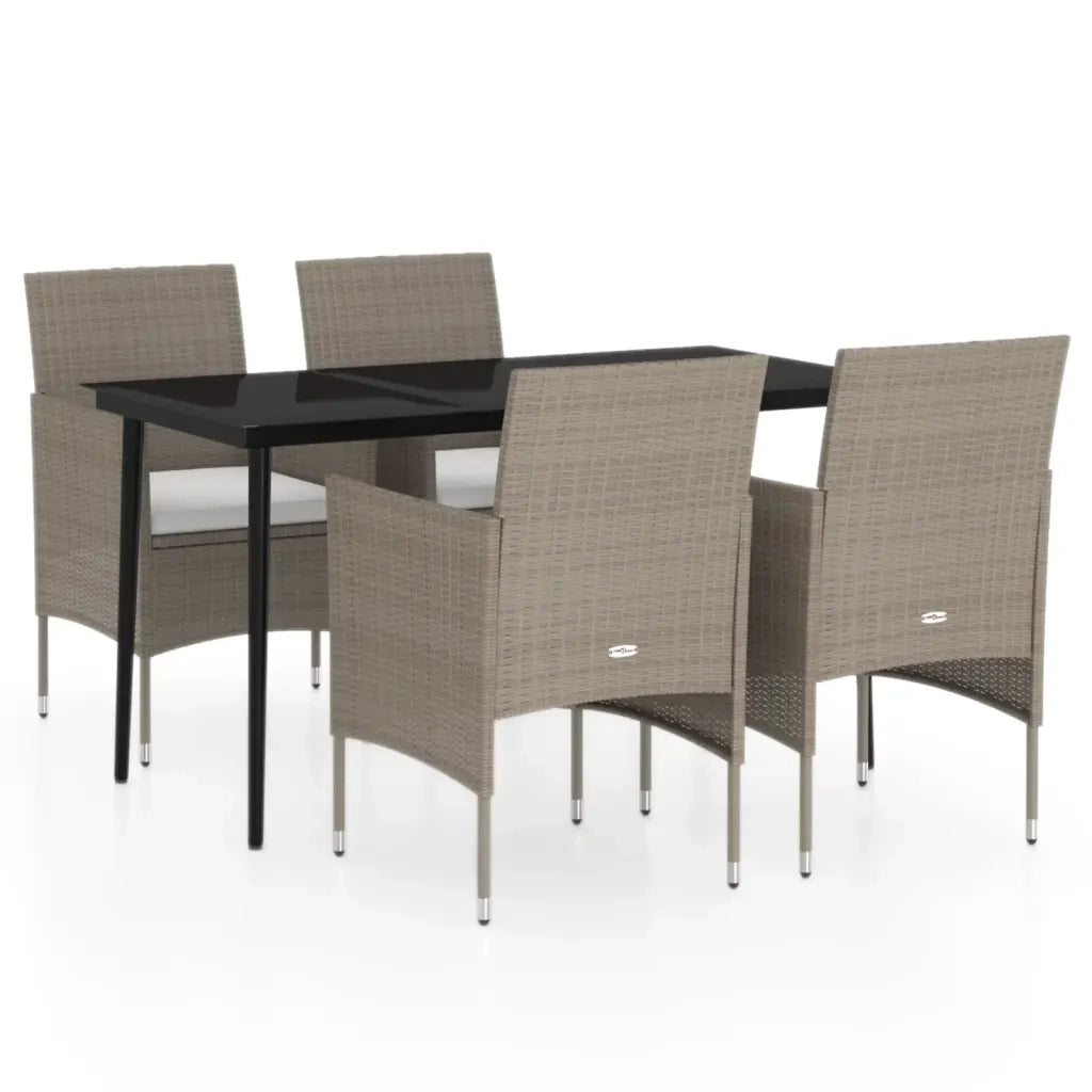 Set da Pranzo da Giardino 5 pz con Cuscini Beige e Nero 3099319