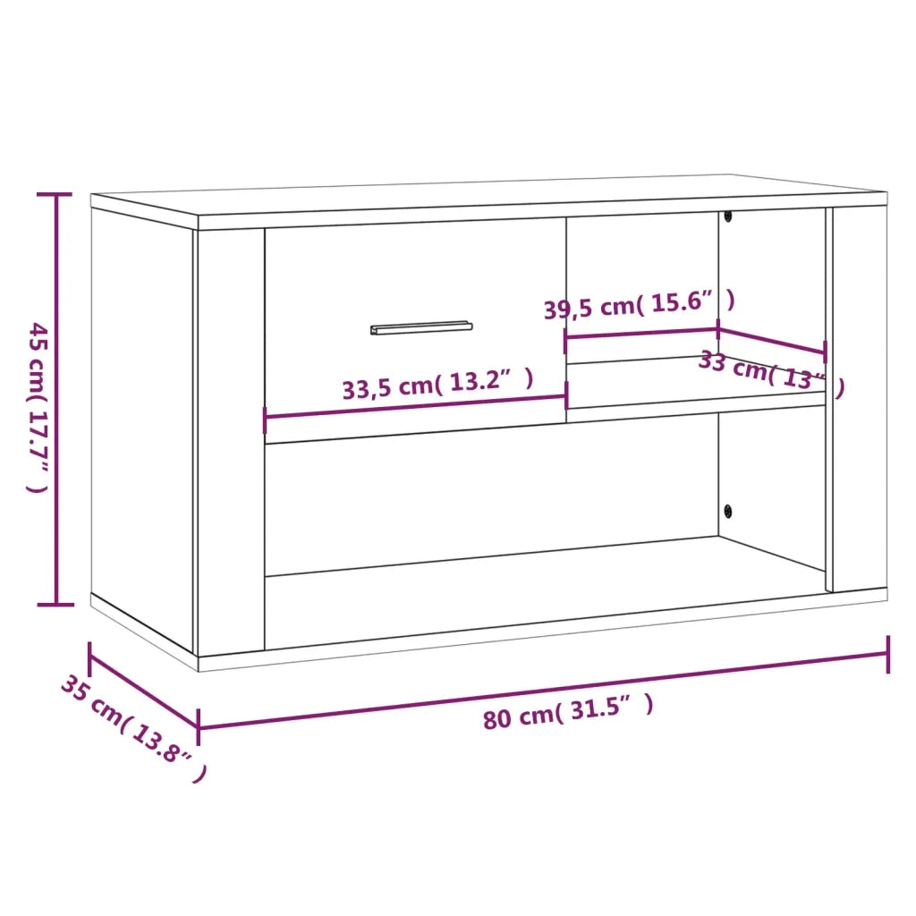 Scarpiera-Scaffale per scarpe Grigio Cemento 80x35x45 cm in Legno Multistrato