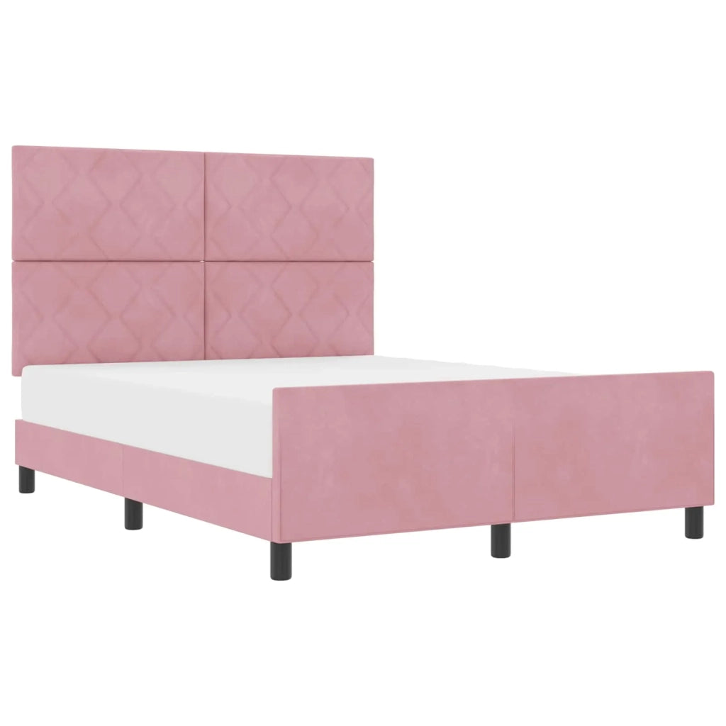 Letto a molle con testiera Rosa 140 x 200 cm Velluto 3345016