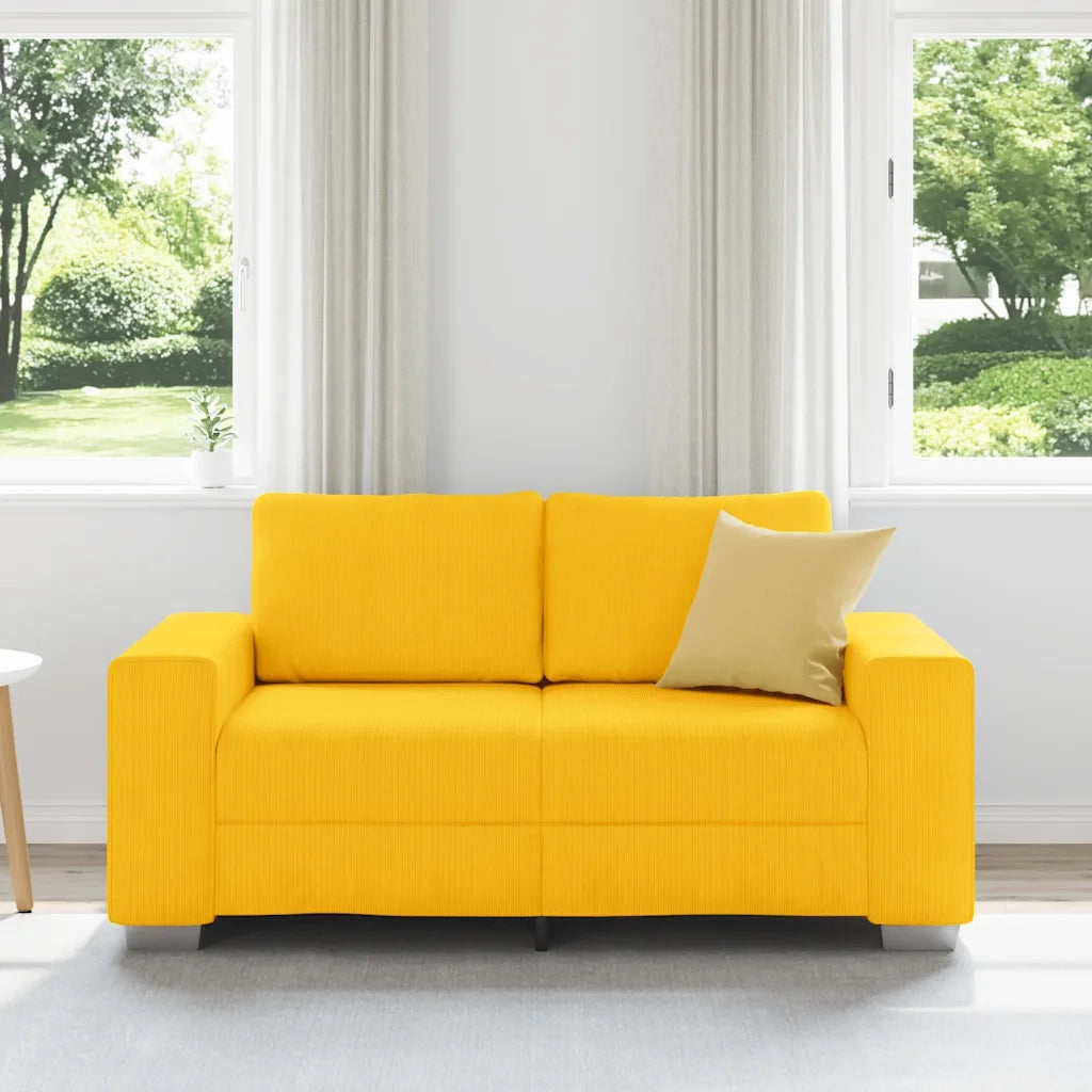 Divano Divanetto-Sofa Giallo Chiaro 120cm Tessuto di Velluto a Coste