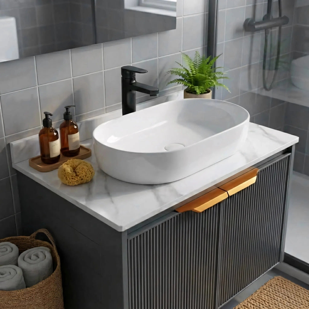 Set Di Mobili Da Bagno Con Top Marti 60cm Grey