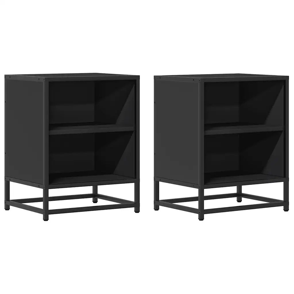 Comodini 2 pz Neri 40x31x50 Legno Multistrato e Metallo 848700