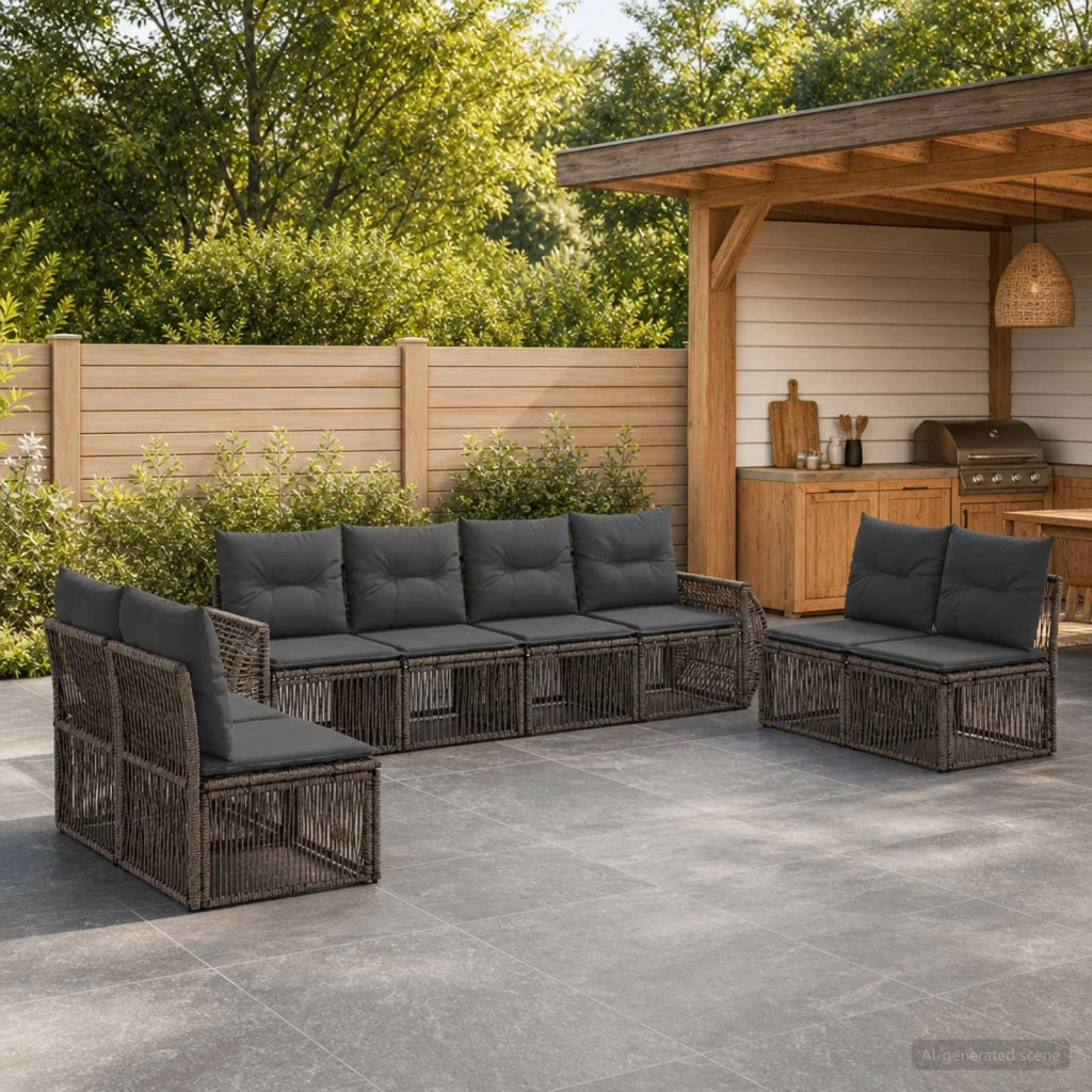 Set Divano da Giardino 8 pz Grigio e Grigio Scuro polyrattan 3435392