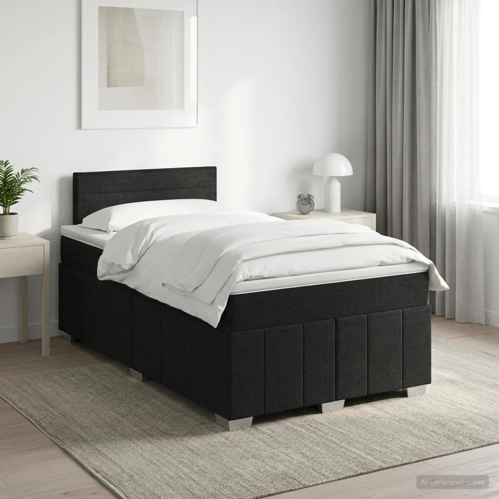 Letto box spring con materasso Nero 120 x 200 cm Tessuto 3451180