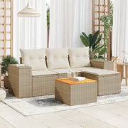 Set Divano da Giardino 5 pz con Cuscini Beige in Polyrattan 3225414