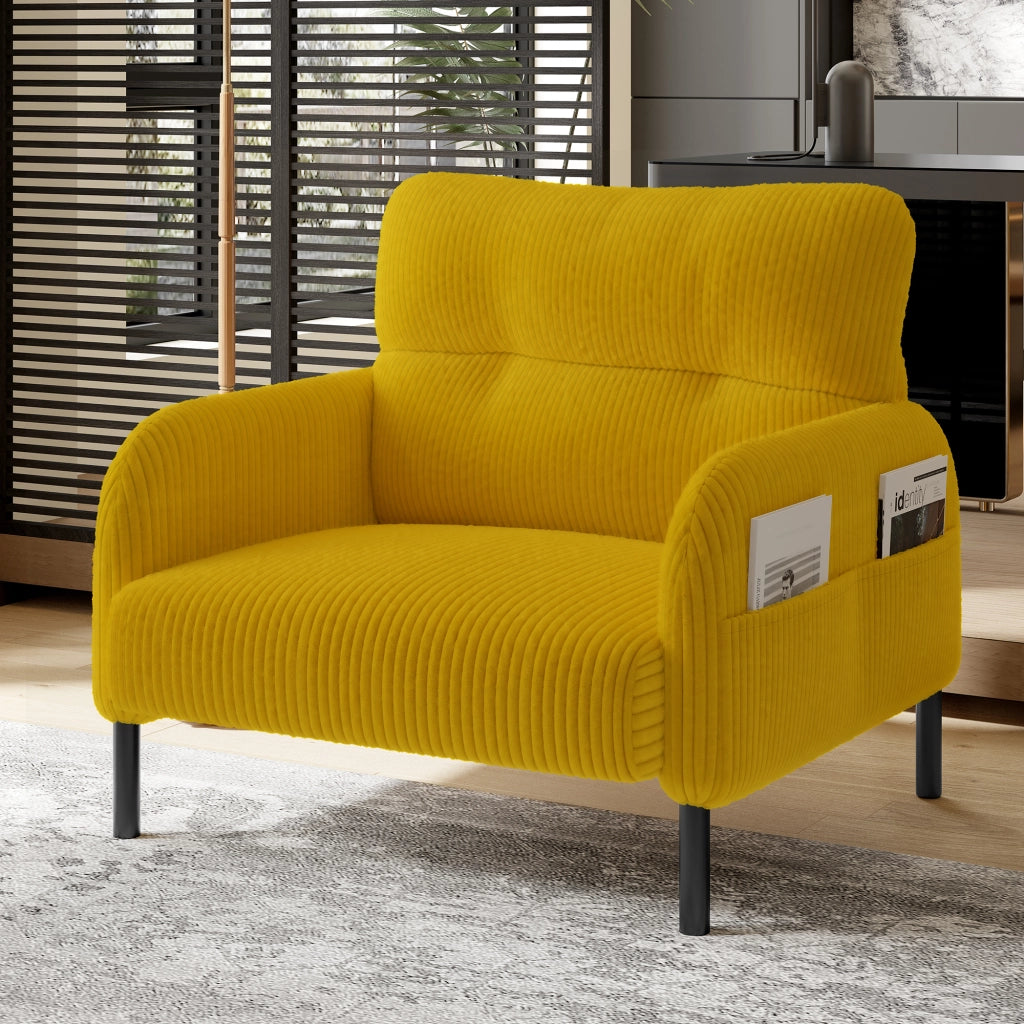 Poltrona in Velluto con Braccioli e Tasche Laterali ¨C MINIMAL ¨C Grigio