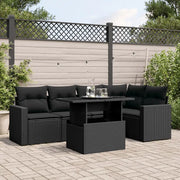 Set Divano da Giardino 6 pz con Cuscini Nero in Polyrattan 3267255