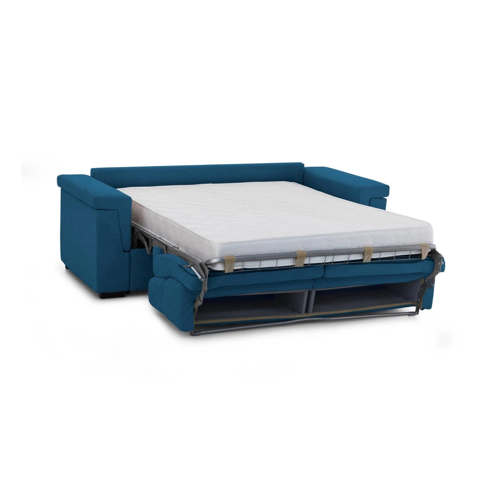 Nus, Divano Letto 3 Posti Sfoderabile Made in Italy, 225x95 cm blu