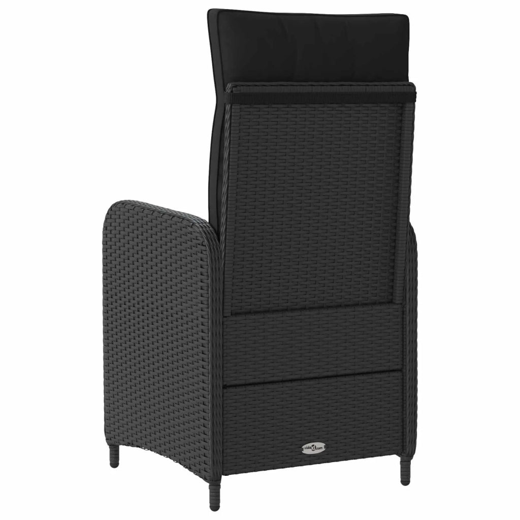 Sedia da Giardino | Sedie da Esterno reclinabile Nero polyrattan