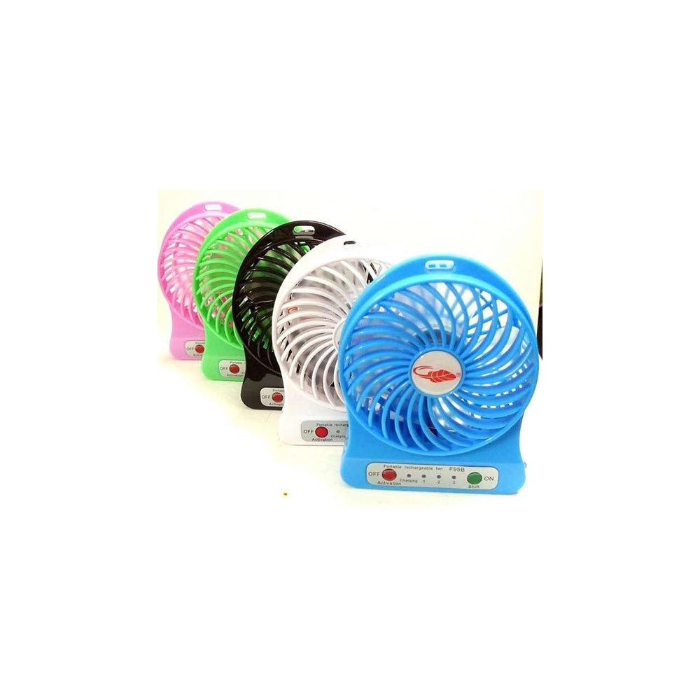 Trade Shop - Mini Ventilatore Usb Ricaricabile Regolabile 3 Velocità Portatile A Batterie -