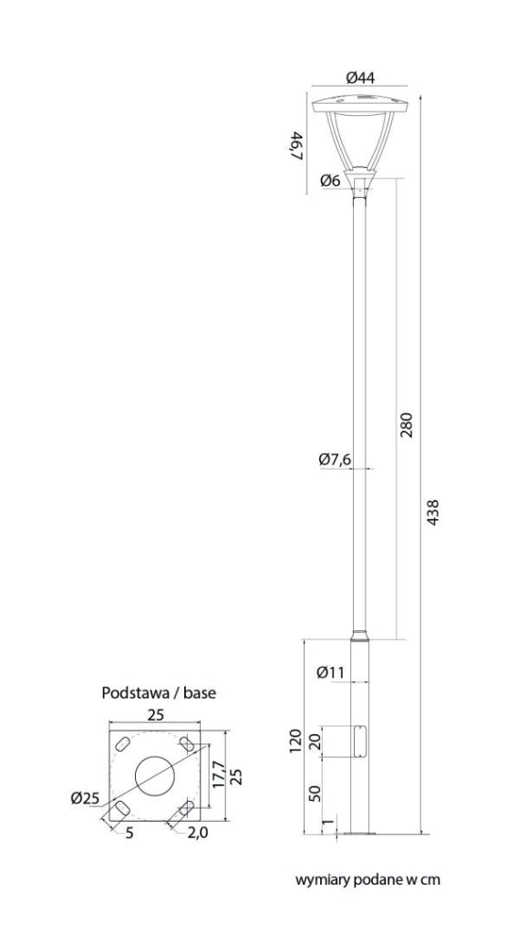 Lampione da giardino LED MARS 45W IP65 438 cm SU-MA