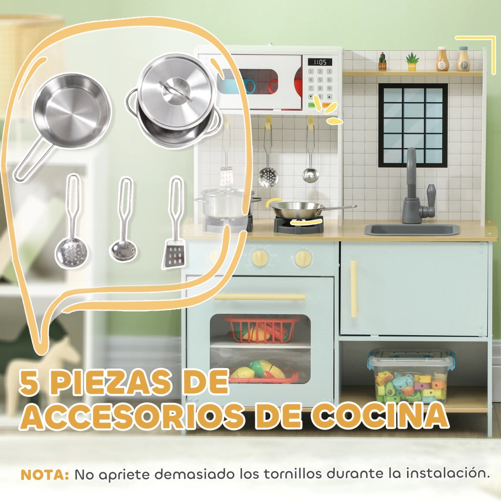 Casetta da Cucina Bambini con Accessori e Sonoro ¨C Zephmum ¨C Azzurro