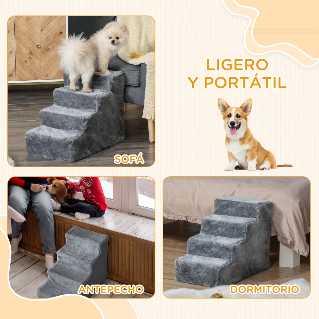 Scala per Cani 4 Gradini ¨C Minimal ¨C 60x35x44 cm Grigio
