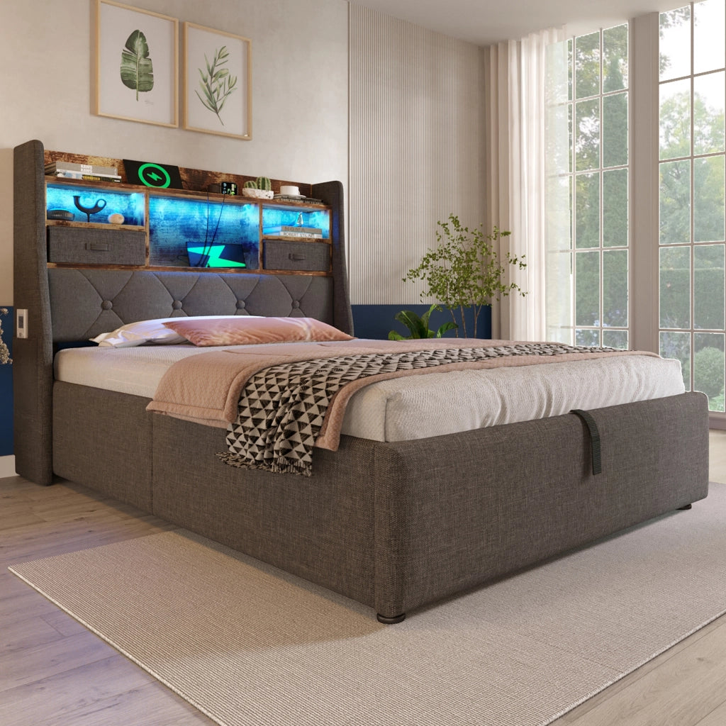 letto imbottito lino grigio 90x200 cm