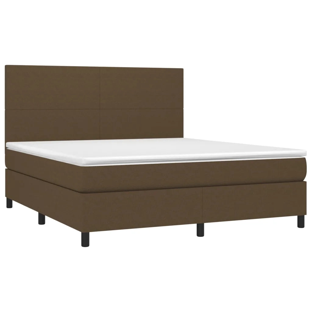 Letto a Molle Materasso e LED MarroneScuro 180x200cm in Tessuto