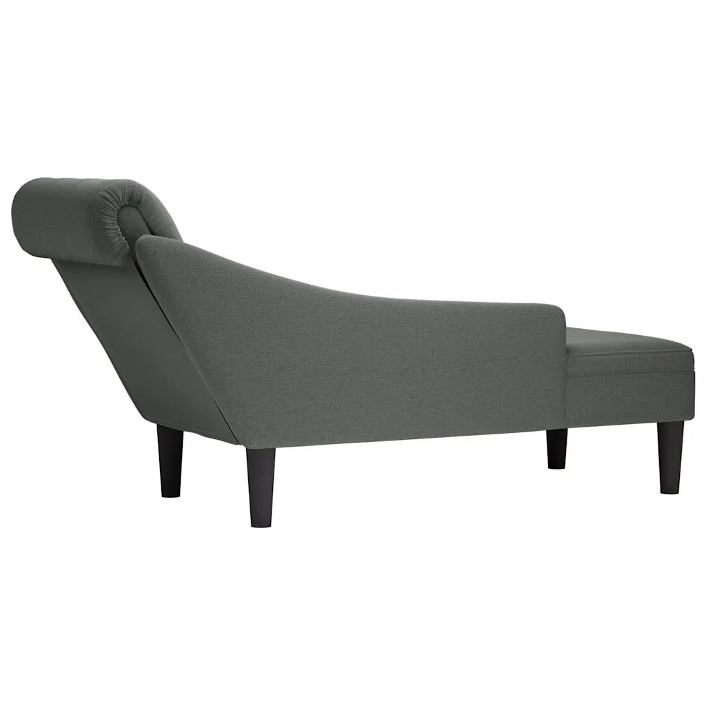 Sdraio con Cuscino e Bracciolo Destro in Tessuto Grigio Scuro 4009844
