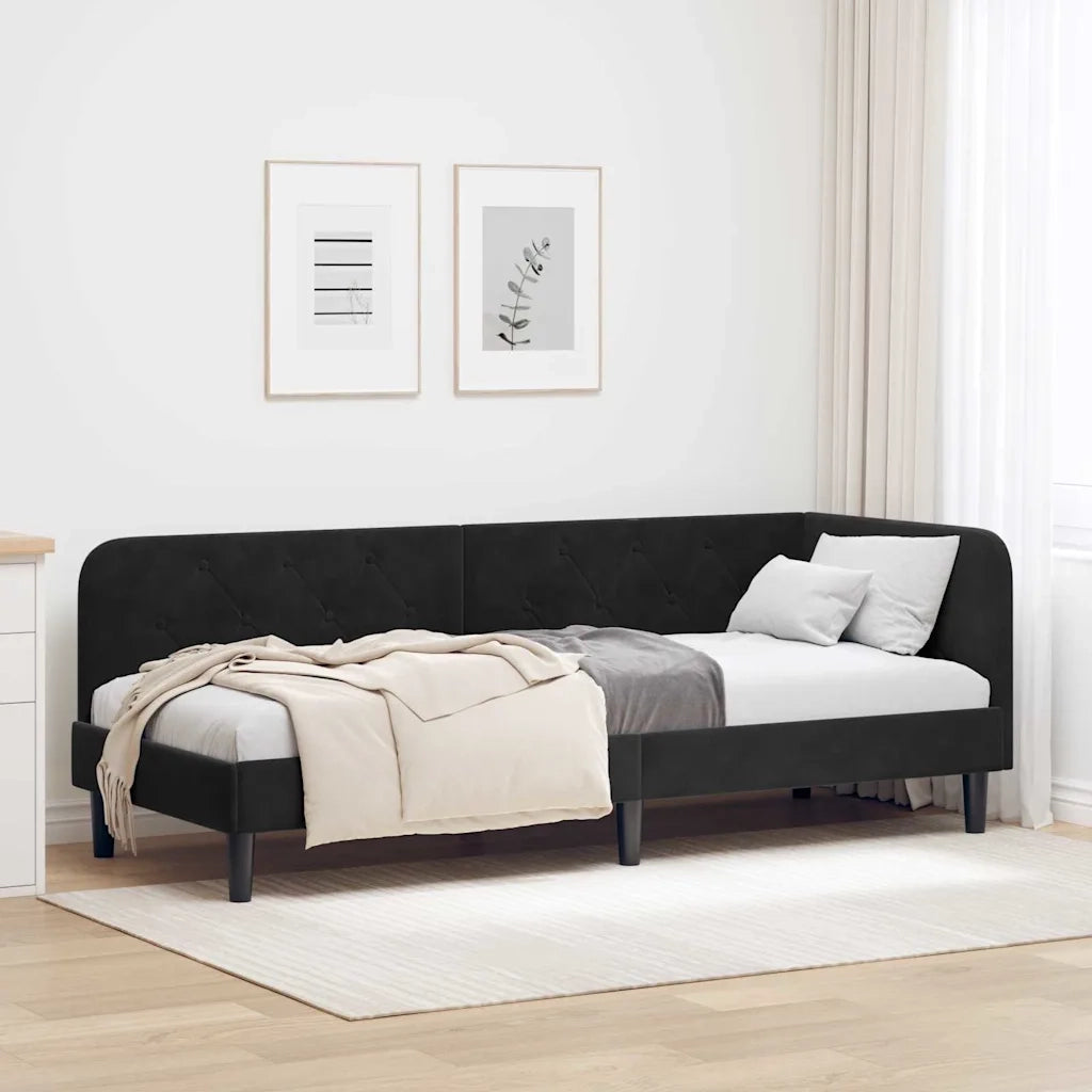 Cornice del letto ad angolo Nero 80 x 200 cm Velluto 42016591