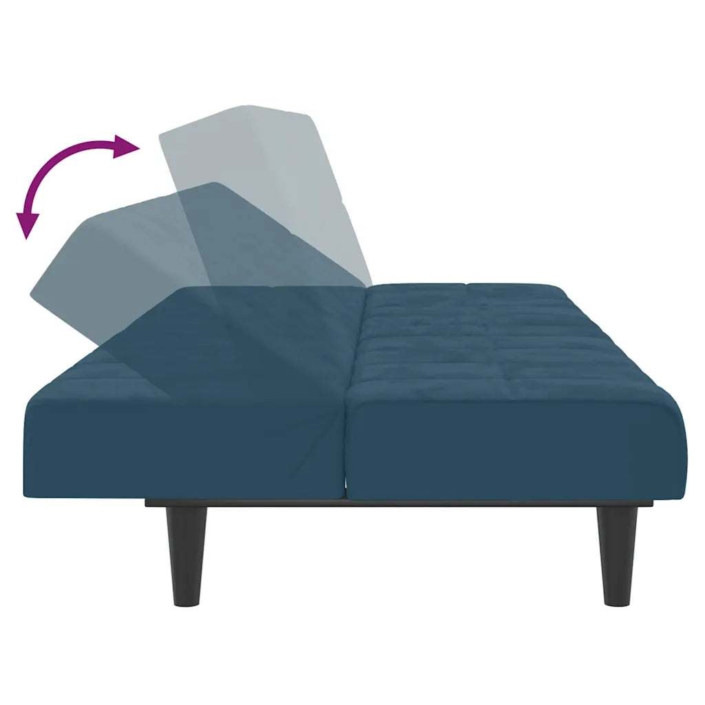 Divano Letto a 2 Posti-Sofa Letto 2 Posti-Daybed Blu in Velluto 626729