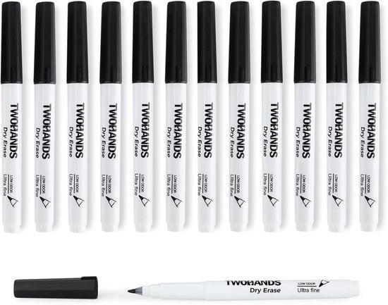 Stilografiche per Whiteboard - Umidificabili - 12 pezzi - Nero