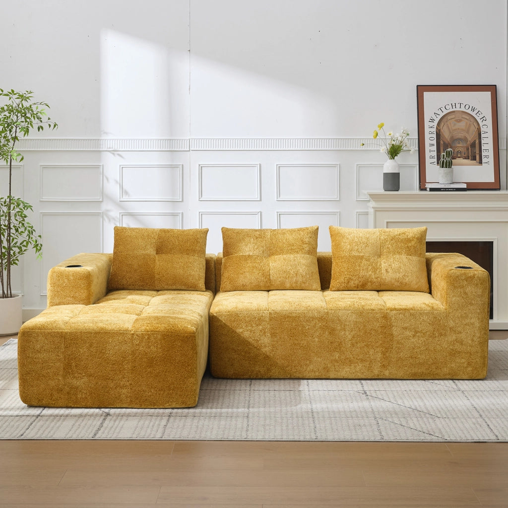 Divano Angolare 3 Posti con Cuscini ¨C Xylo ¨C 258 cm, Grigio