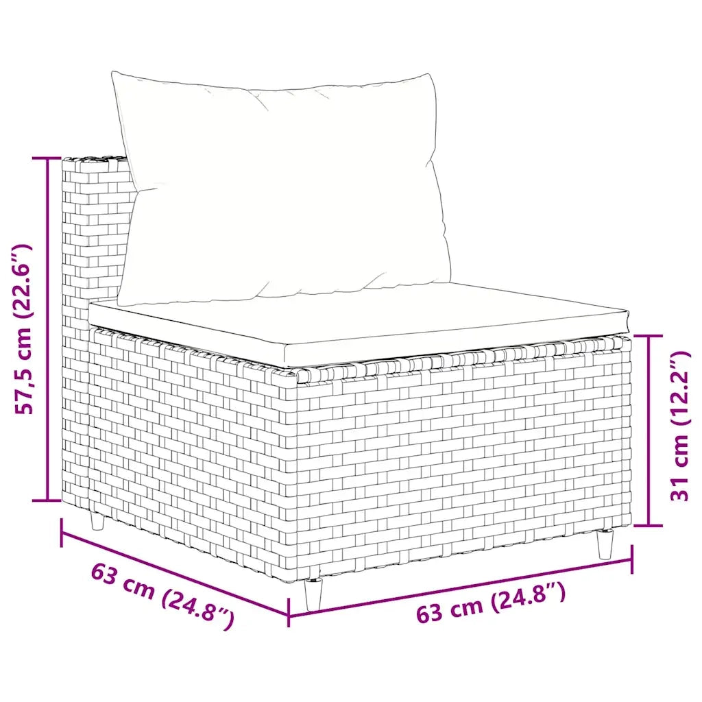 Set Mobili da Giardino 6 pz con Cuscini in Polyrattan Nero 3308172