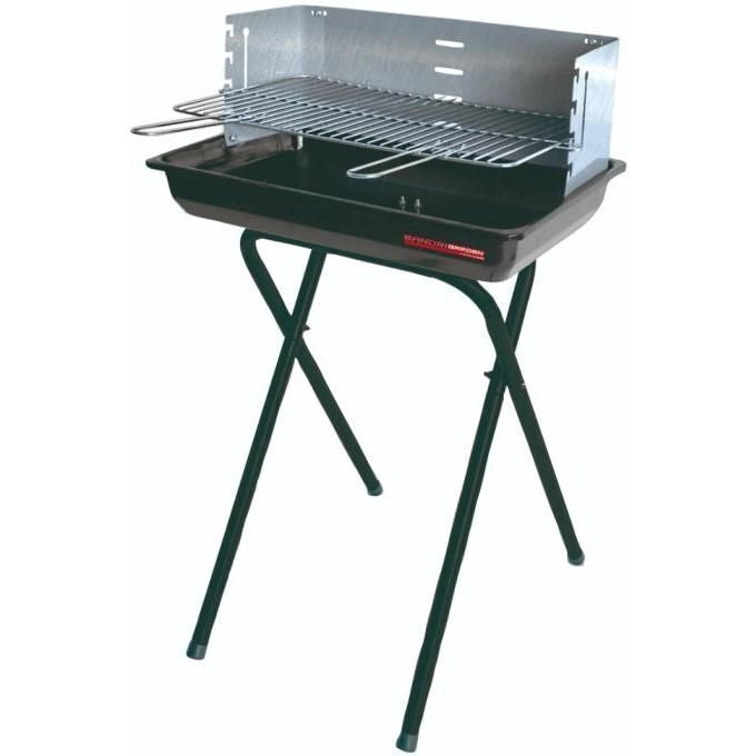 SandriGarden SG 47-28 Barbecue a Carbonella Piano Cottura 47x28 cm Griglia Cromata Cappa Antivento in Acciaio Inox