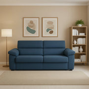 Pisogne, Divano Fisso 2 Posti Sfoderabile Made in Italy, 185x95x100h cm blu