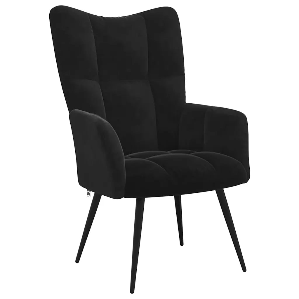 Poltrona Relax | Sedia Relax con Sgabello in Velluto Nero