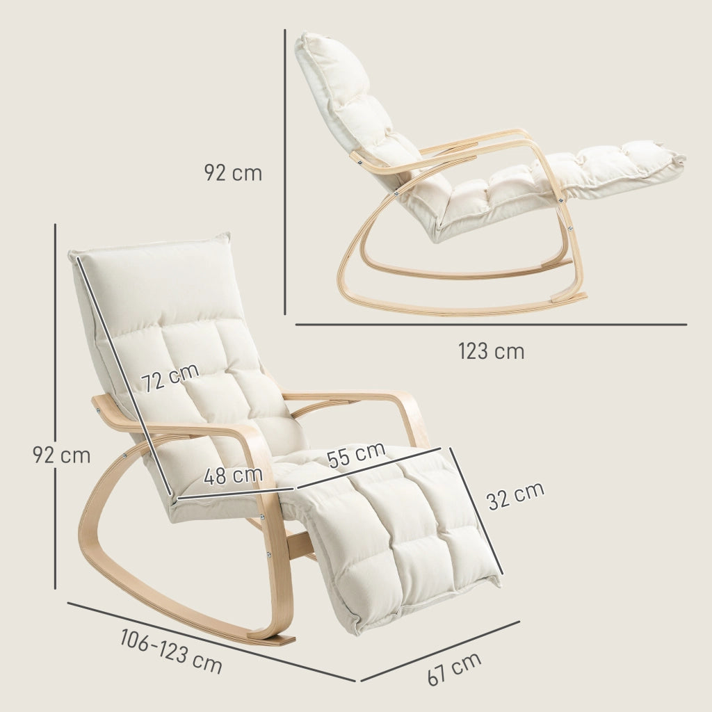 Poltrona Dondolo Imbottita con Braccioli ¨C Minimal ¨C Crema