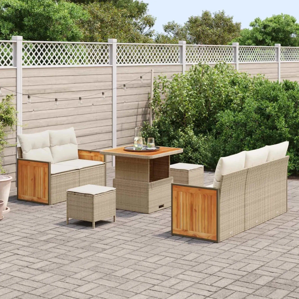Set Divano da Giardino con cuscino 8 pcs Beige e Crema 3363116