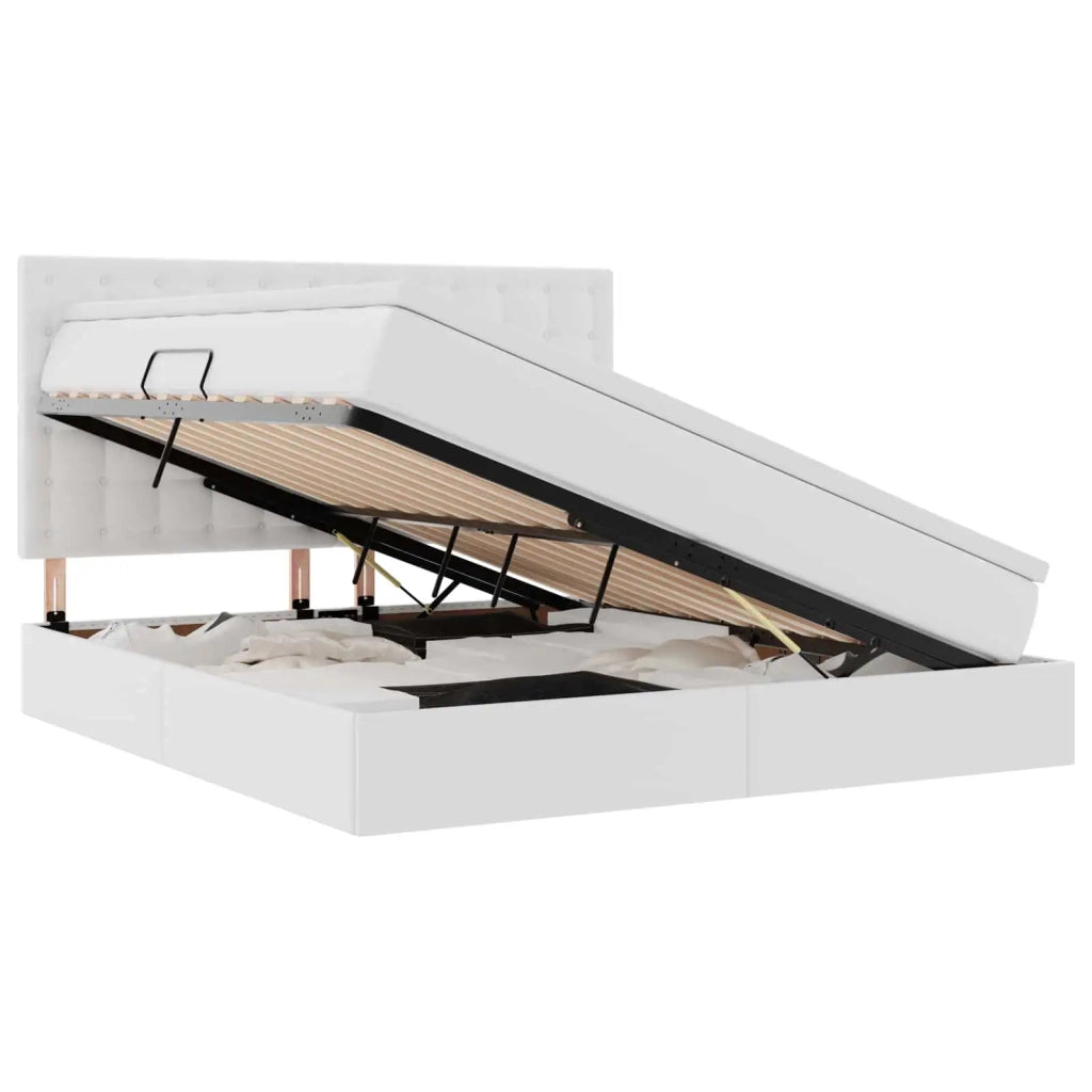 Letto con contenitore e LED con led Bianco Puro 160 x 200 cm