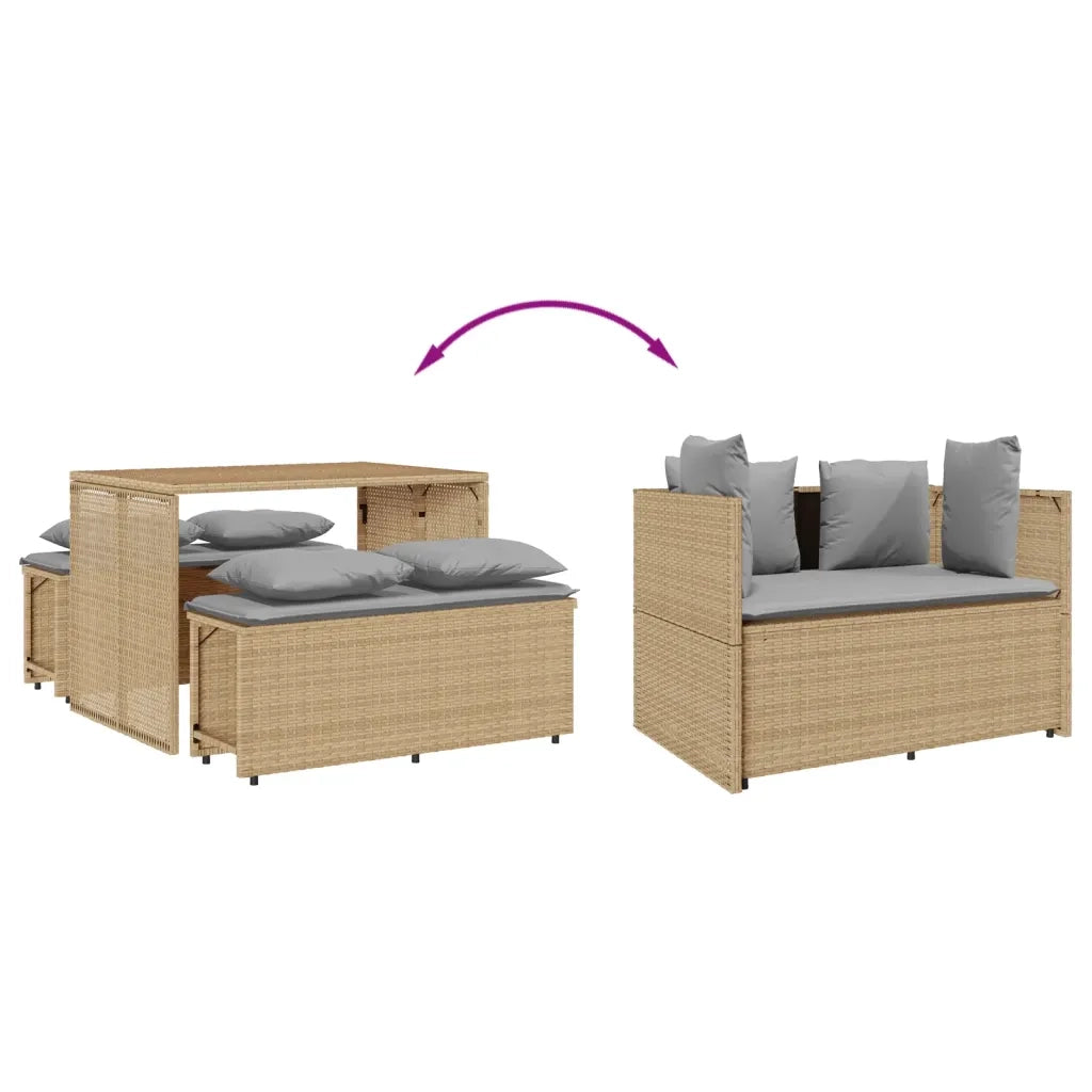Set da Pranzo da Giardino 3 pz con Cuscini Beige in Polyrattan 4003905