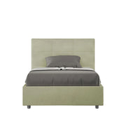 BS COM Letto una piazza e mezza con rete imbottito 120x210 microfibra tè verde