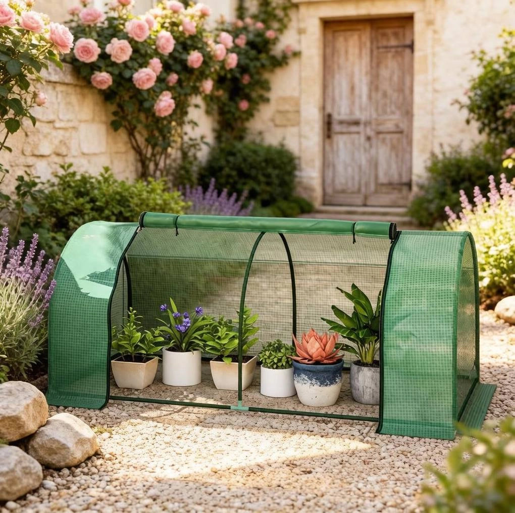 Mini serra da giardino con porta avvolgibile 200 x 100 x 80 cm