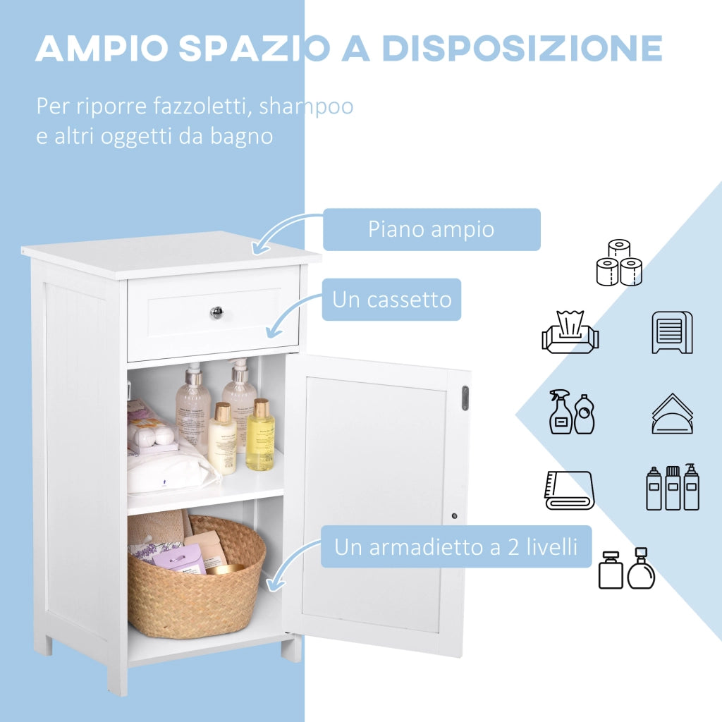 Mobiletto Bagno con 2 Cassetti ¨C zephmum ¨C Bianco 43x34x77 cm