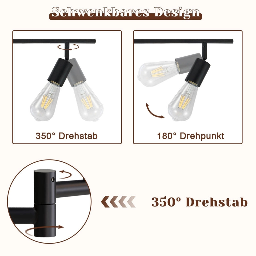 ZMH Faretto da soffitto neri E27 orientabili 350° vintage per camera letto