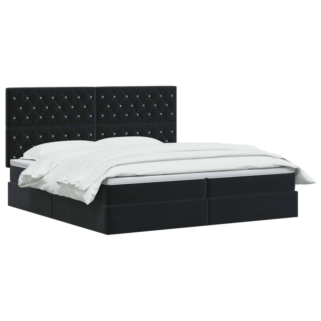 Letto con contenitore LED e materasso Nero 200 x 200 cm Velluto 3460094
