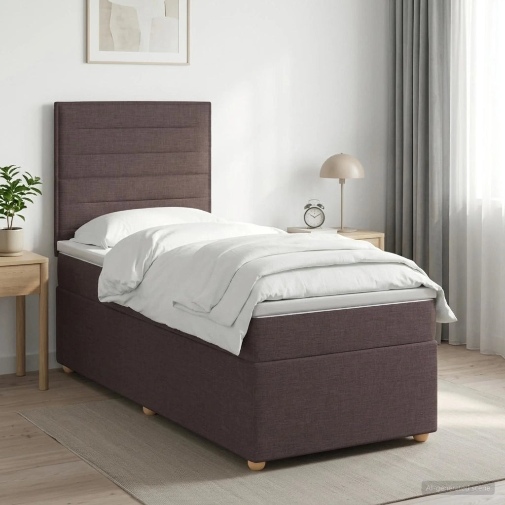 Letto box spring con materasso Marrone Scuro 100 x 200 cm 3453812